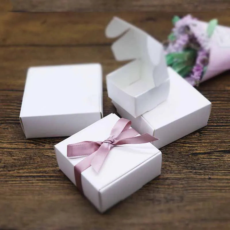 ZerongE jewelry10pc DIY THANK YOU gifts packag Vintage kraft flower Gifts box Packaging For Wedding home party suppiles