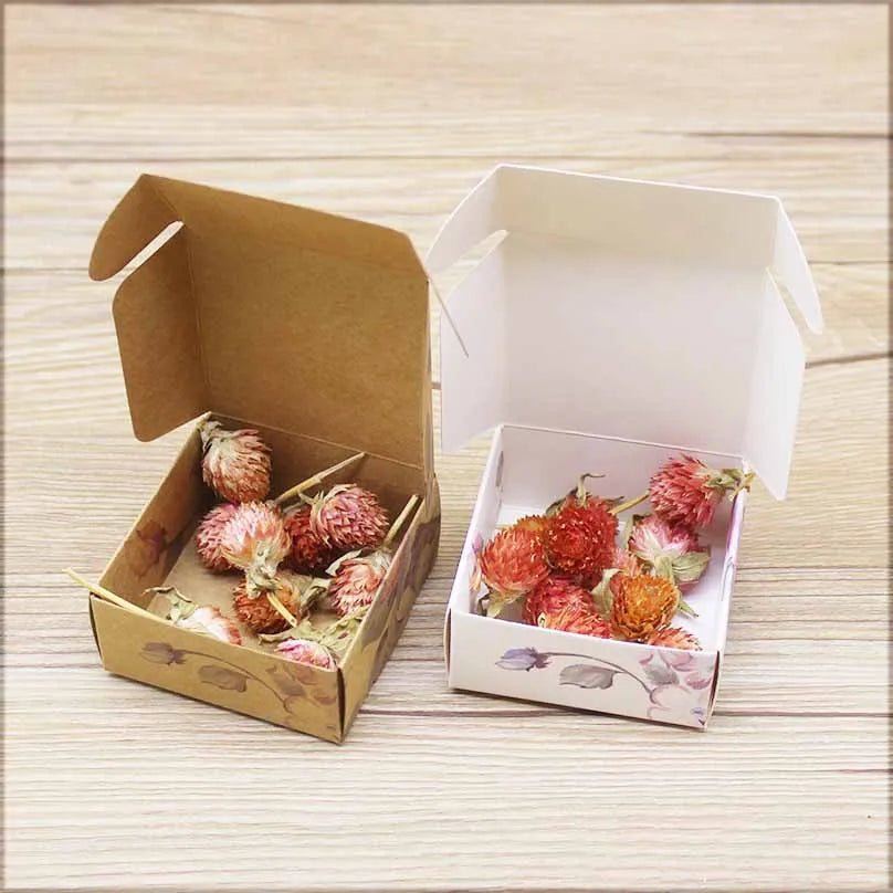 ZerongE jewelry10pc DIY THANK YOU gifts packag Vintage kraft flower Gifts box Packaging For Wedding home party suppiles