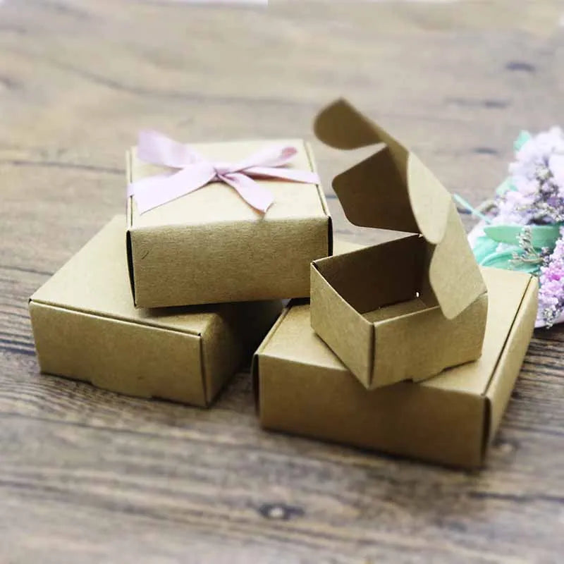 ZerongE jewelry10pc DIY THANK YOU gifts packag Vintage kraft flower Gifts box Packaging For Wedding home party suppiles