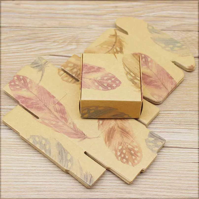 ZerongE jewelry10pc DIY THANK YOU gifts packag Vintage kraft flower Gifts box Packaging For Wedding home party suppiles