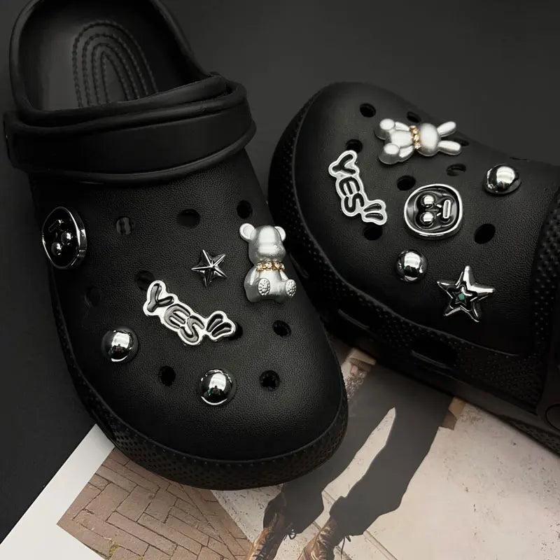 Shiny Cute Sweet Cool Shoe Charms for Crocs Set Little Bear Rabbit Clogs Pins Slipper Accessories Garden Sandals Girl Gift
