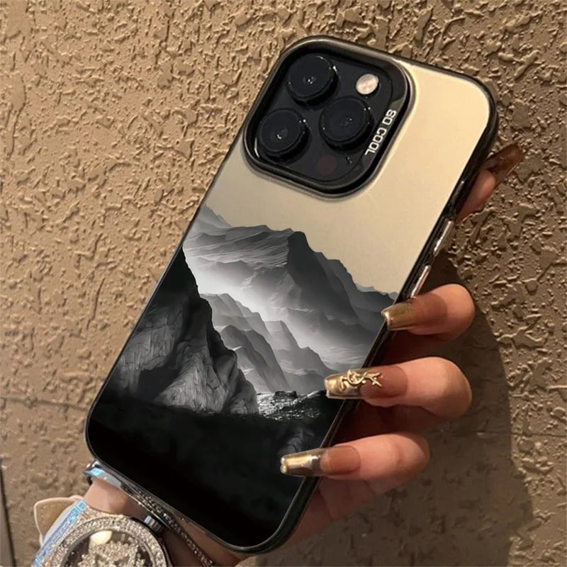 Phone Case For iPhone 16E Cases For iPhone 16 14 13 11 12 Pro Max 7 8 16 Plus XR XS X SE2 New Colorful Mountain View Print Cover