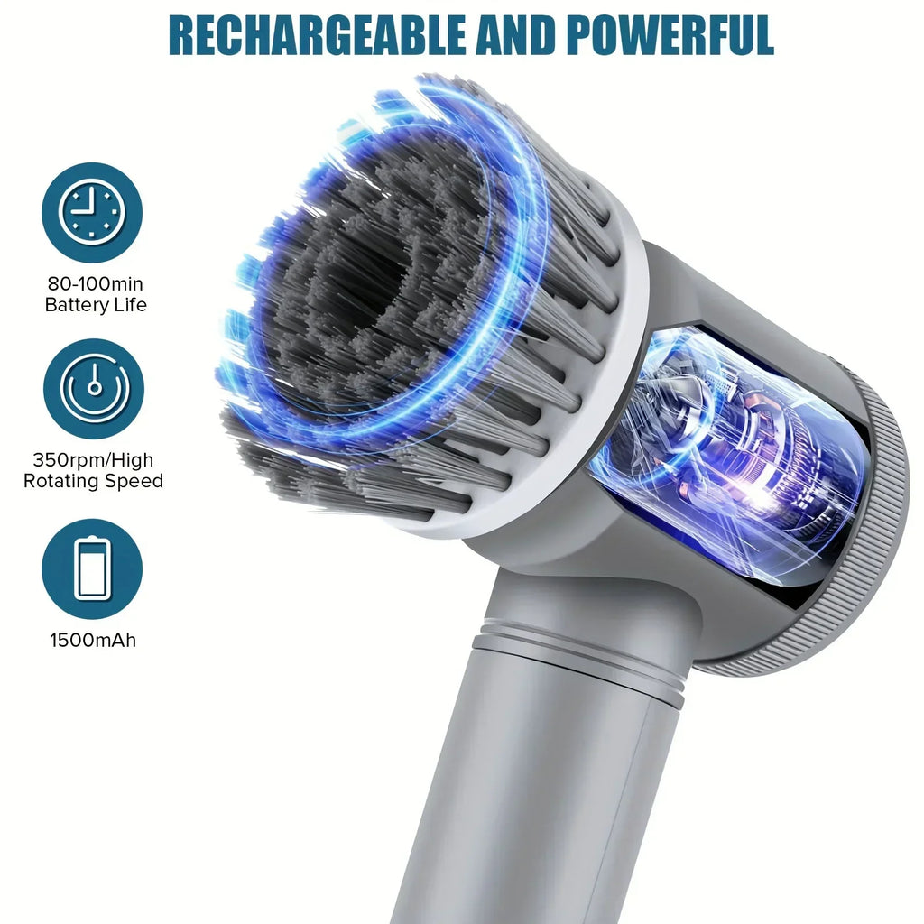 Electric Spin Scrubber Cordless Spin Scrubber with 5 Replaceable Brush Heads Electric Cleaning Brush Cleaning Tools