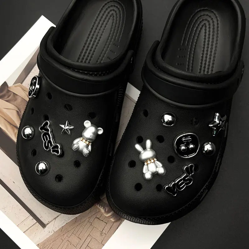 Shiny Cute Sweet Cool Shoe Charms for Crocs Set Little Bear Rabbit Clogs Pins Slipper Accessories Garden Sandals Girl Gift