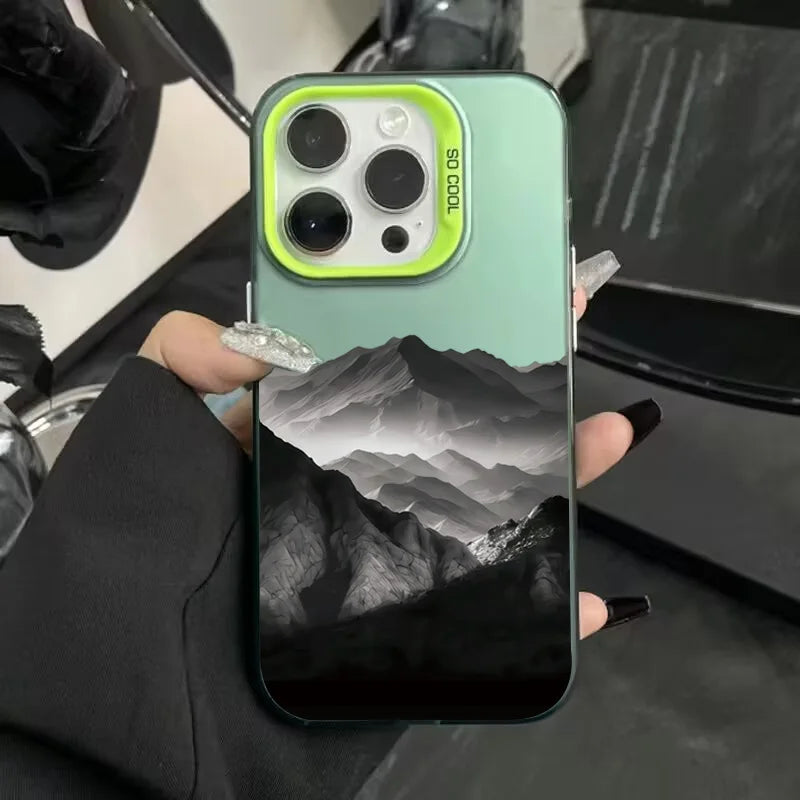 Phone Case For iPhone 16E Cases For iPhone 16 14 13 11 12 Pro Max 7 8 16 Plus XR XS X SE2 New Colorful Mountain View Print Cover