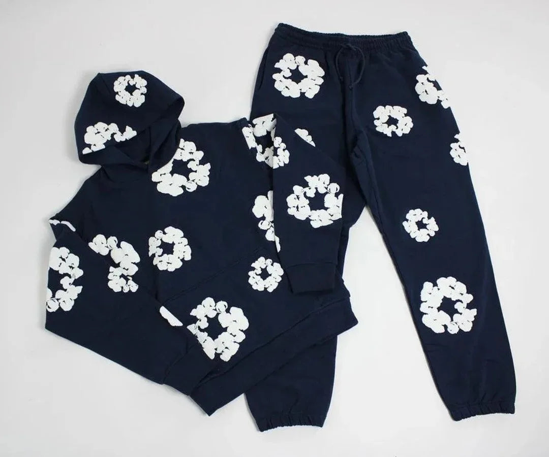 DENIM TEARS brand hot selling new fashionable cotton foam printed hoodie, European and American trendy men's sports suit