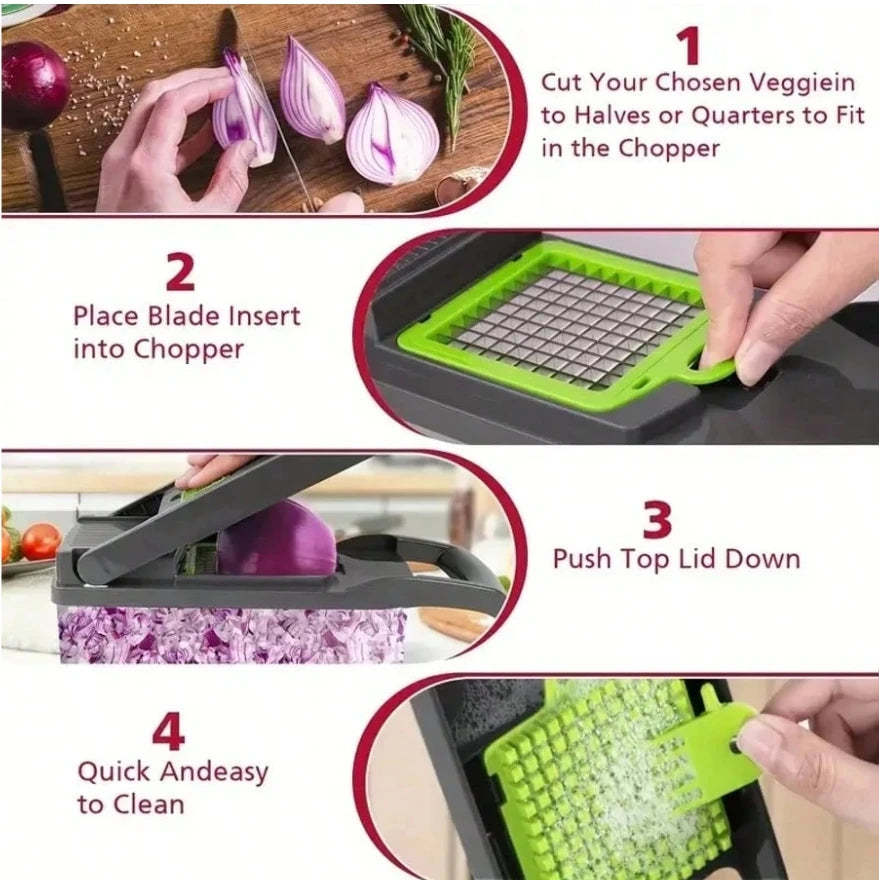 16 In 1 Vegetable Chopper, Professional Onion Chopper, Multifunctional Food Chopper, Kitchen Vegetable Slicer Dicer, Vegetable C