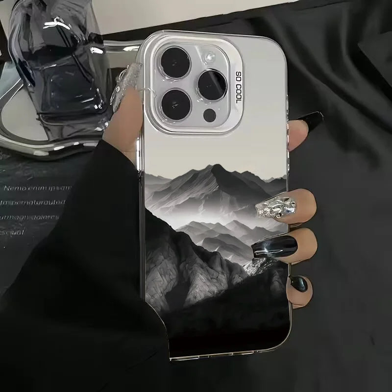 Phone Case For iPhone 16E Cases For iPhone 16 14 13 11 12 Pro Max 7 8 16 Plus XR XS X SE2 New Colorful Mountain View Print Cover
