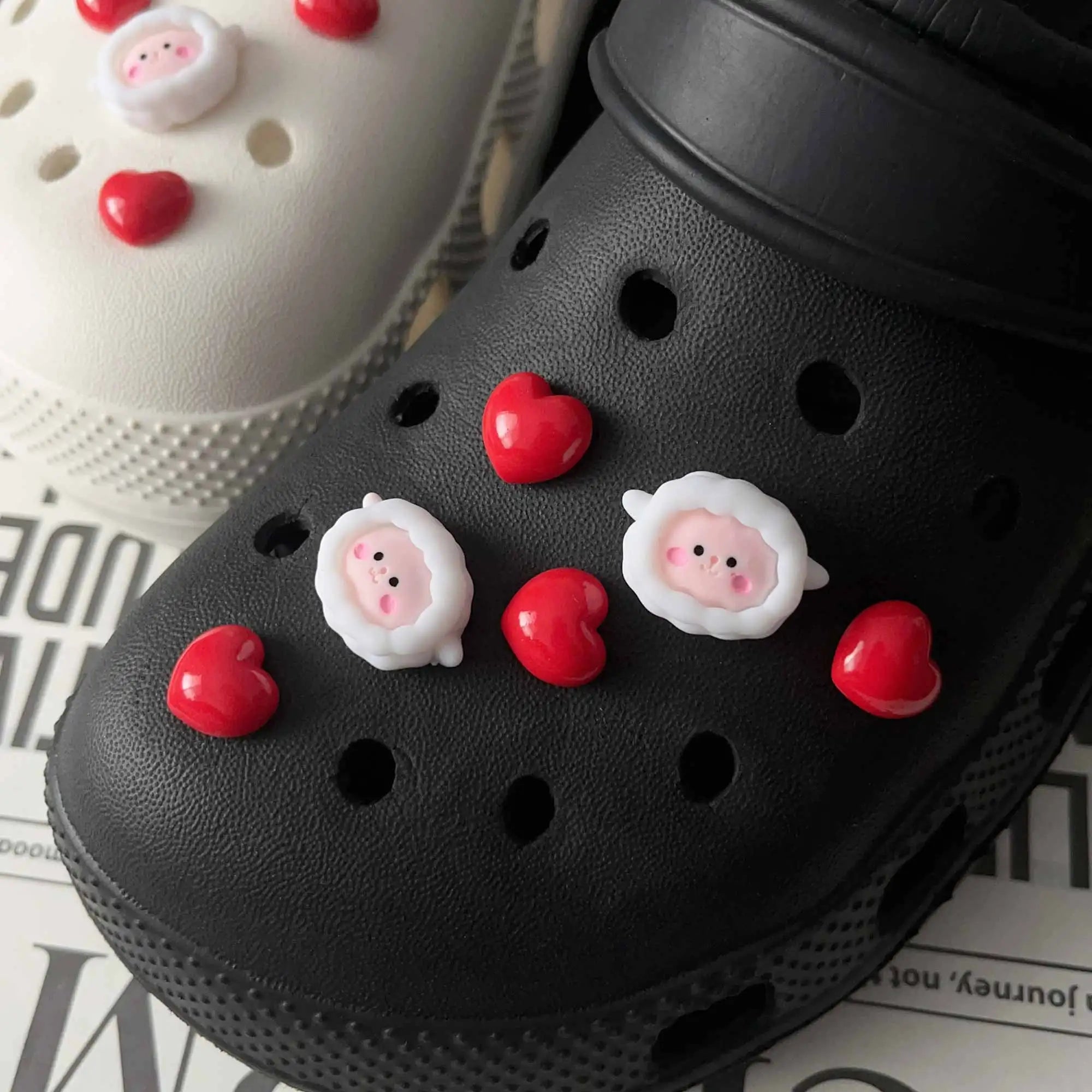 Cute Cartoon Red Love Sheep Set Shoe Charms for Crocs Decorations Clogs Pins Garden Sandals Slipper Accessories Kids Girl Gift