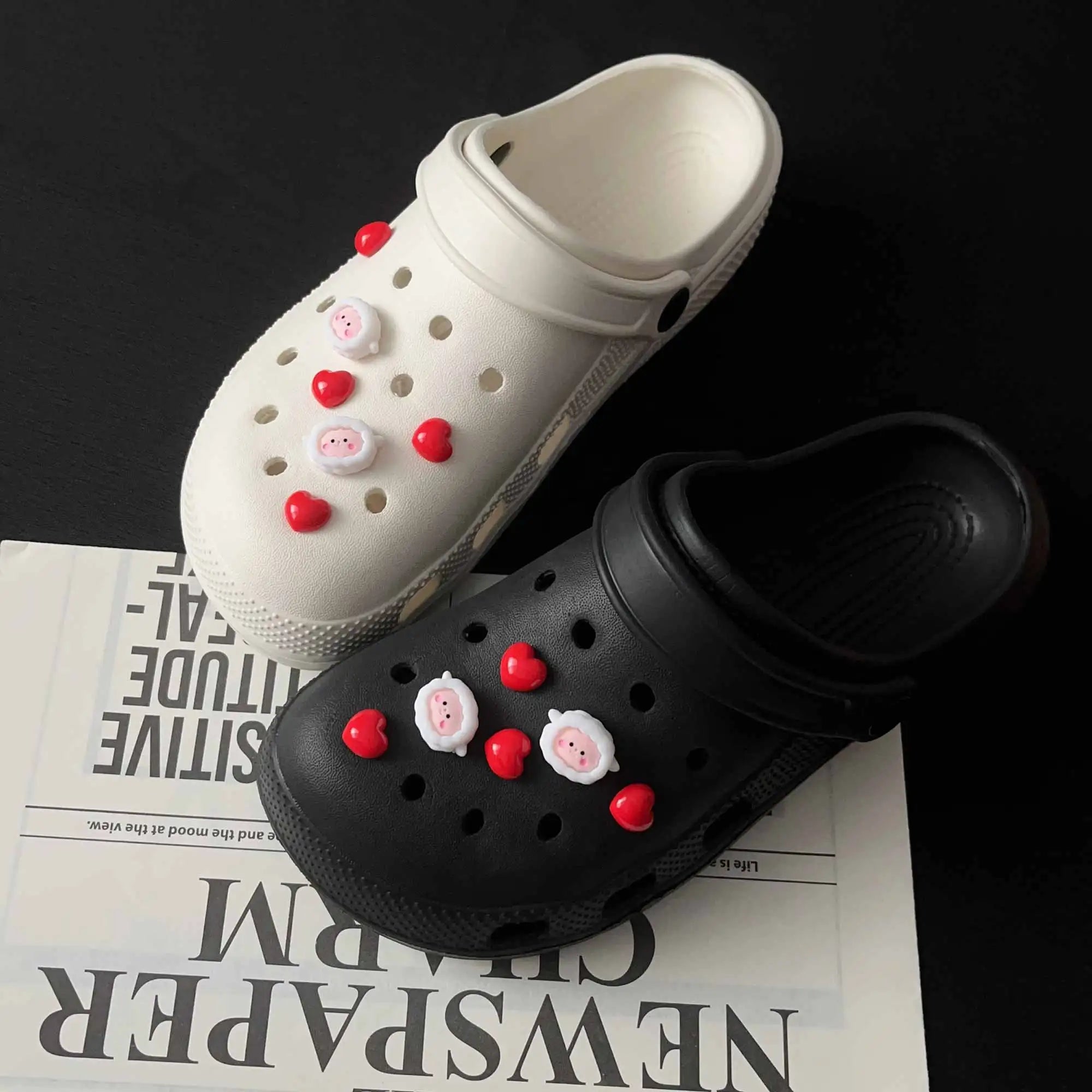 Cute Cartoon Red Love Sheep Set Shoe Charms for Crocs Decorations Clogs Pins Garden Sandals Slipper Accessories Kids Girl Gift