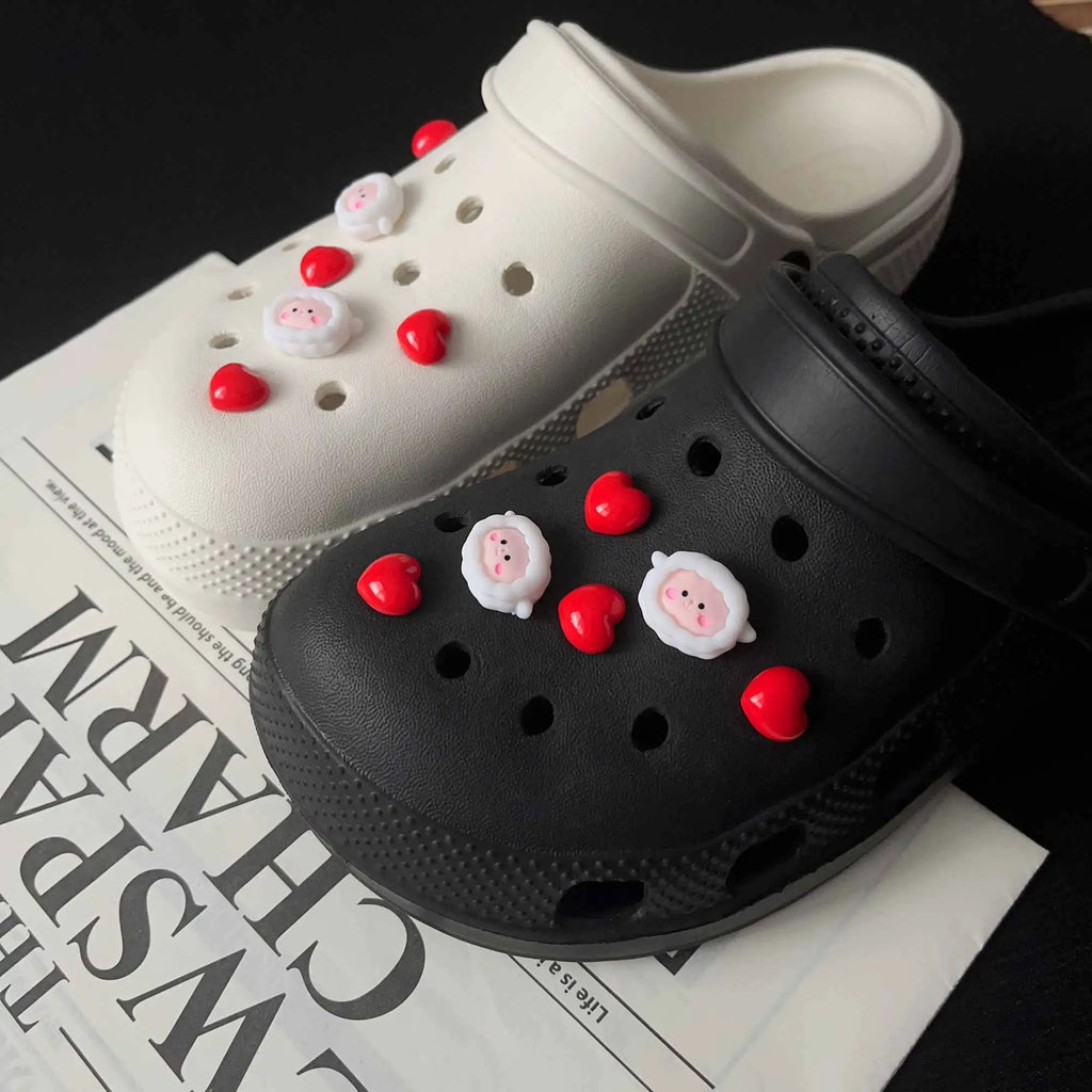 Cute Cartoon Red Love Sheep Set Shoe Charms for Crocs Decorations Clogs Pins Garden Sandals Slipper Accessories Kids Girl Gift