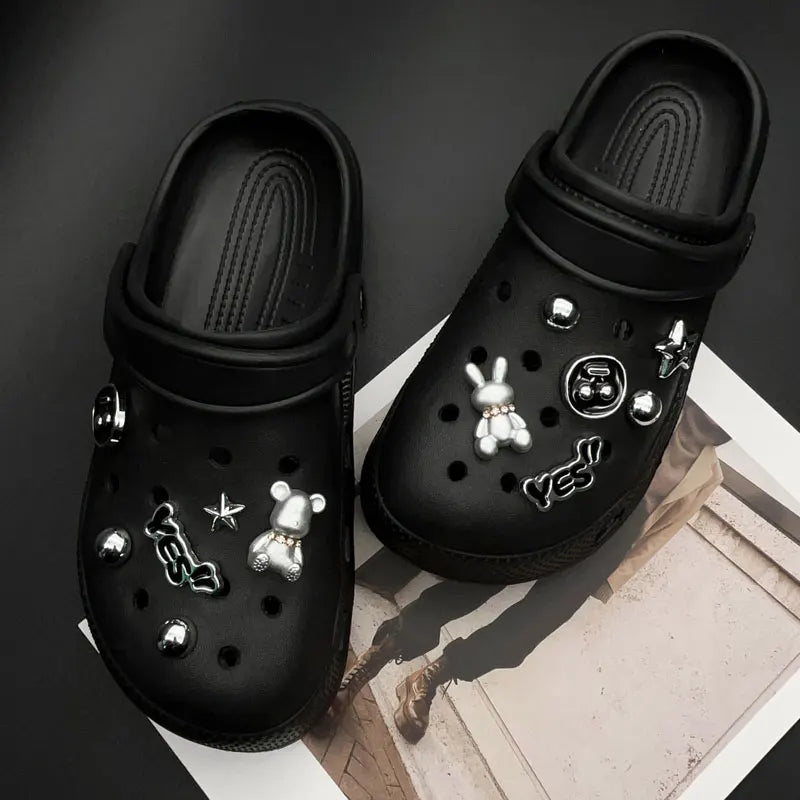 Shiny Cute Sweet Cool Shoe Charms for Crocs Set Little Bear Rabbit Clogs Pins Slipper Accessories Garden Sandals Girl Gift