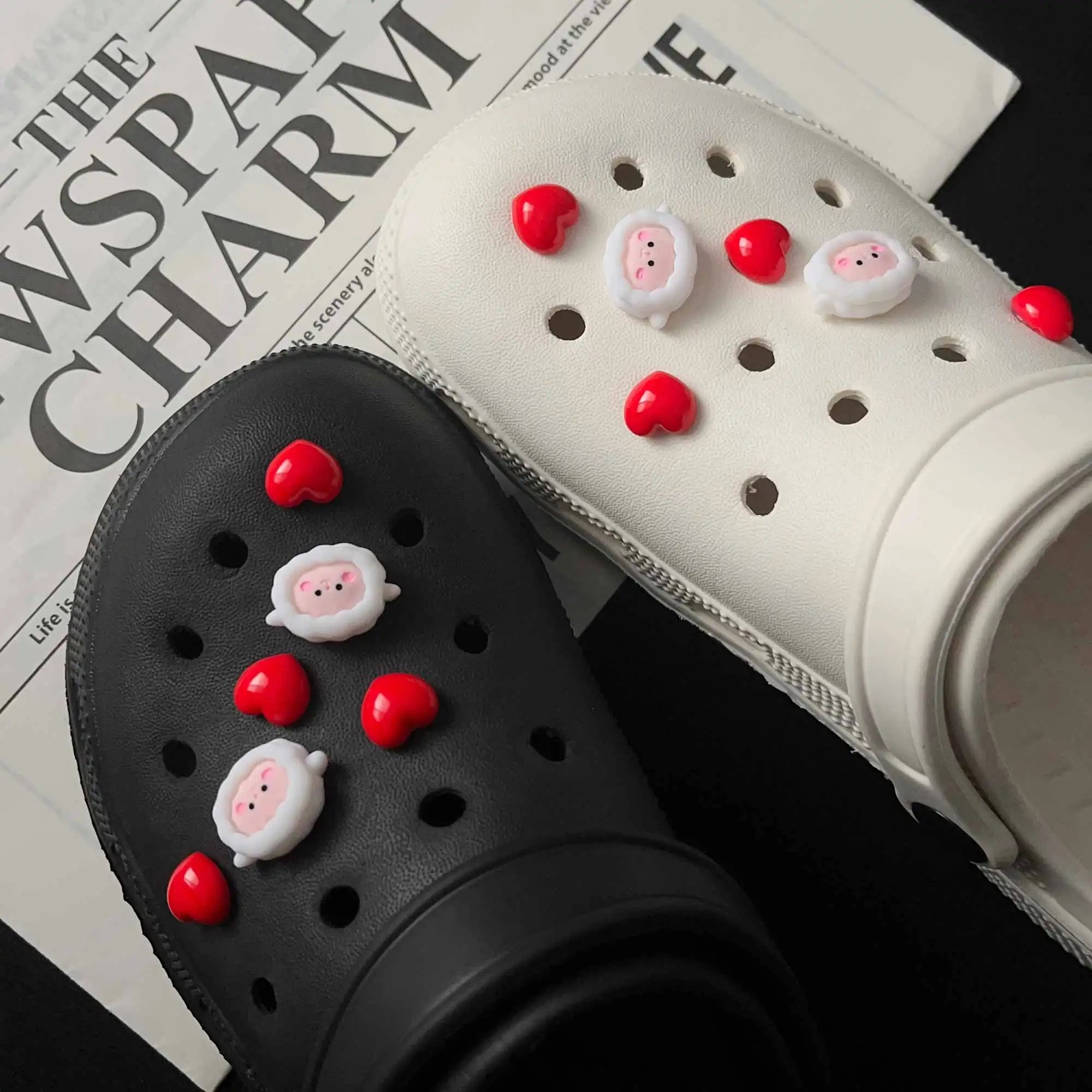 Cute Cartoon Red Love Sheep Set Shoe Charms for Crocs Decorations Clogs Pins Garden Sandals Slipper Accessories Kids Girl Gift
