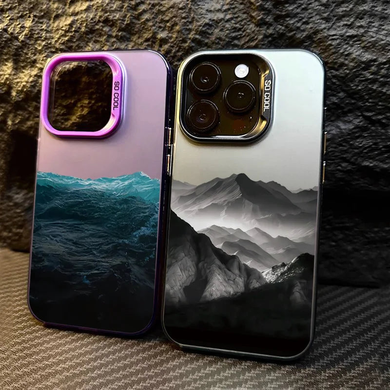 Phone Case For iPhone 16E Cases For iPhone 16 14 13 11 12 Pro Max 7 8 16 Plus XR XS X SE2 New Colorful Mountain View Print Cover